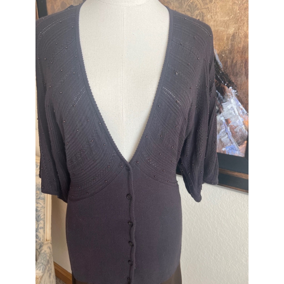Andre Oliver Sweaters - Women's Andre Oliver Cardigan Sweater M Brown w/Beading